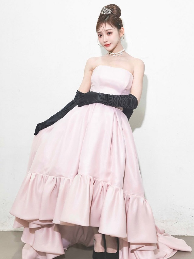 バックリボンベアゴージャスAラインバースデーロングフリルテールドレスのイメージ画像3